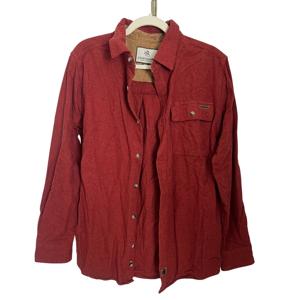Legendary Whitetails Buck Camp Flannel Shirt Mens Size M Red Cotton Chamois